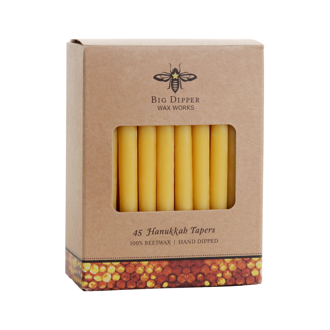 Box of Hanukkah candles with visible brand name on a white background