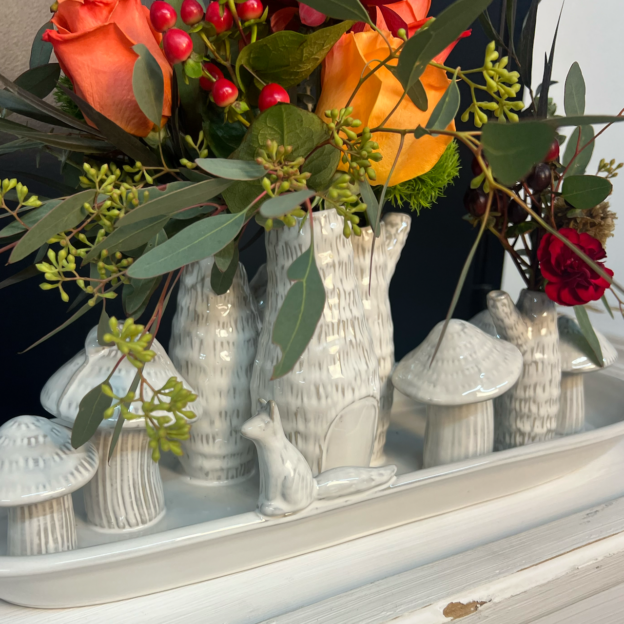 autumn grove budvases closeup of fox