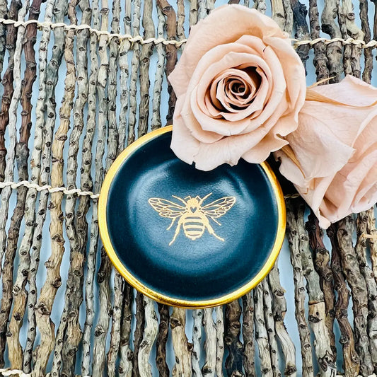 Handmade Jewelry Dish - Bee Design Apricity Ceramics