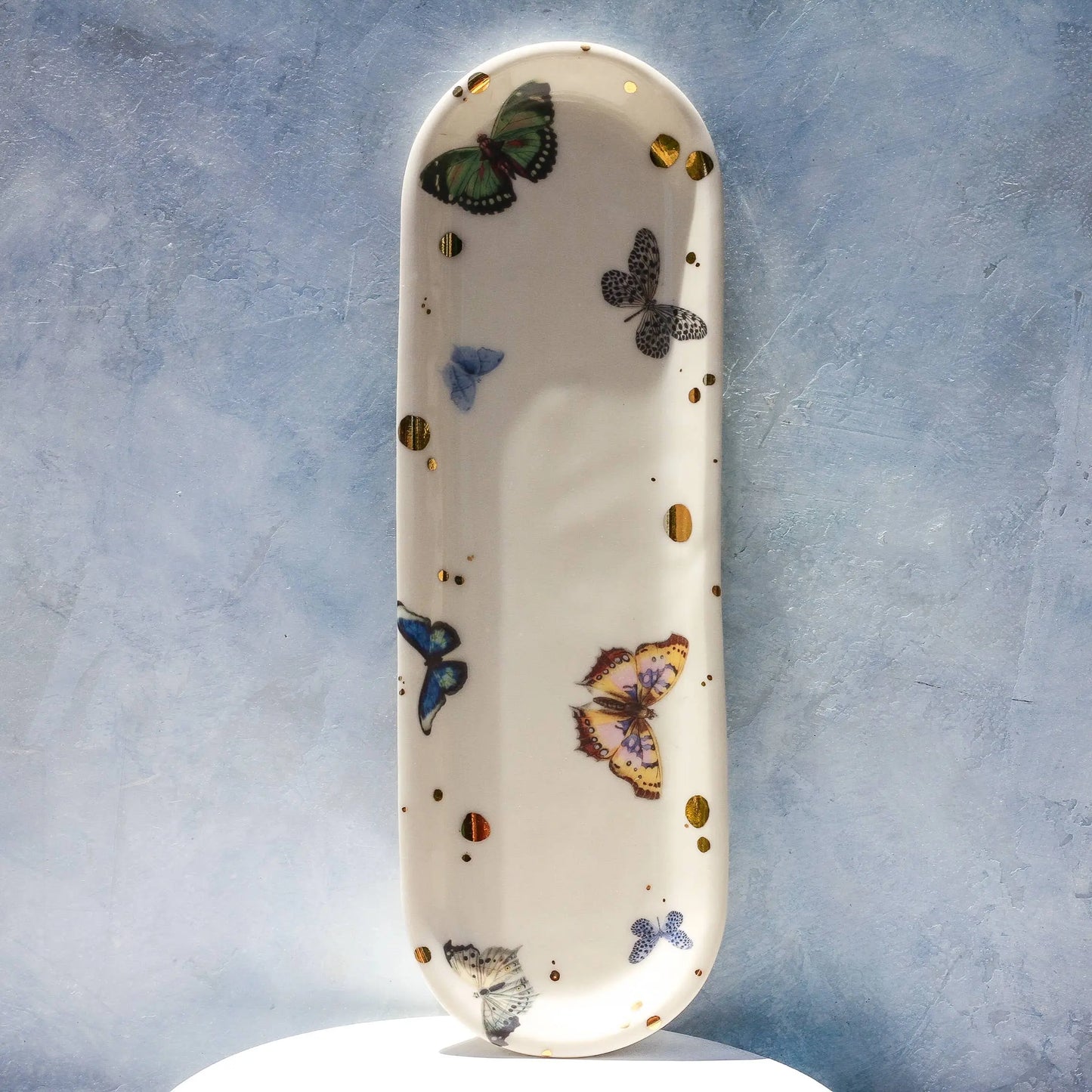 Butterfly Porcelain Tray | Hand-Painted Gold & Botanical Prints Apricity Ceramics