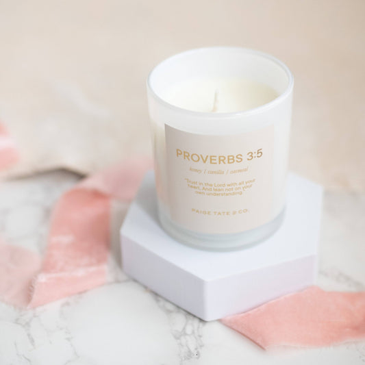 Scripture Candle: Proverbs 3:5 Paige Tate & Co.