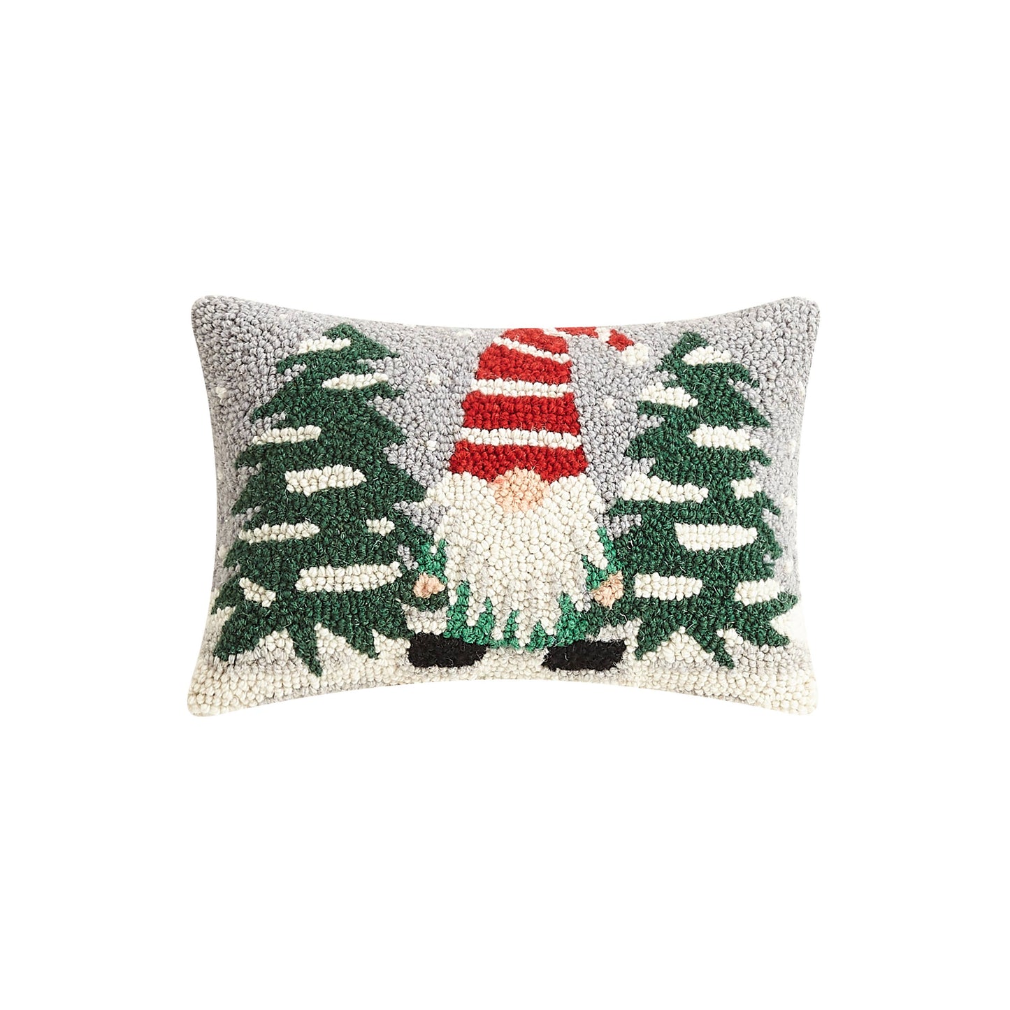 Winter Gnome wool pillow with cotton velveteen back