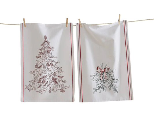 Christmas Tree Tea Towel | Mistletoe Tea Towel Set tag