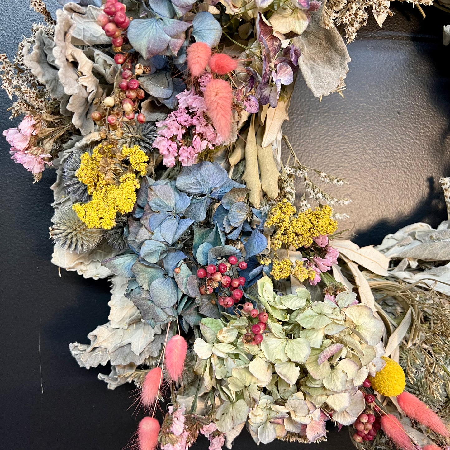 Colorful Handmade Dried Flower Wreath Thimbleberry House
