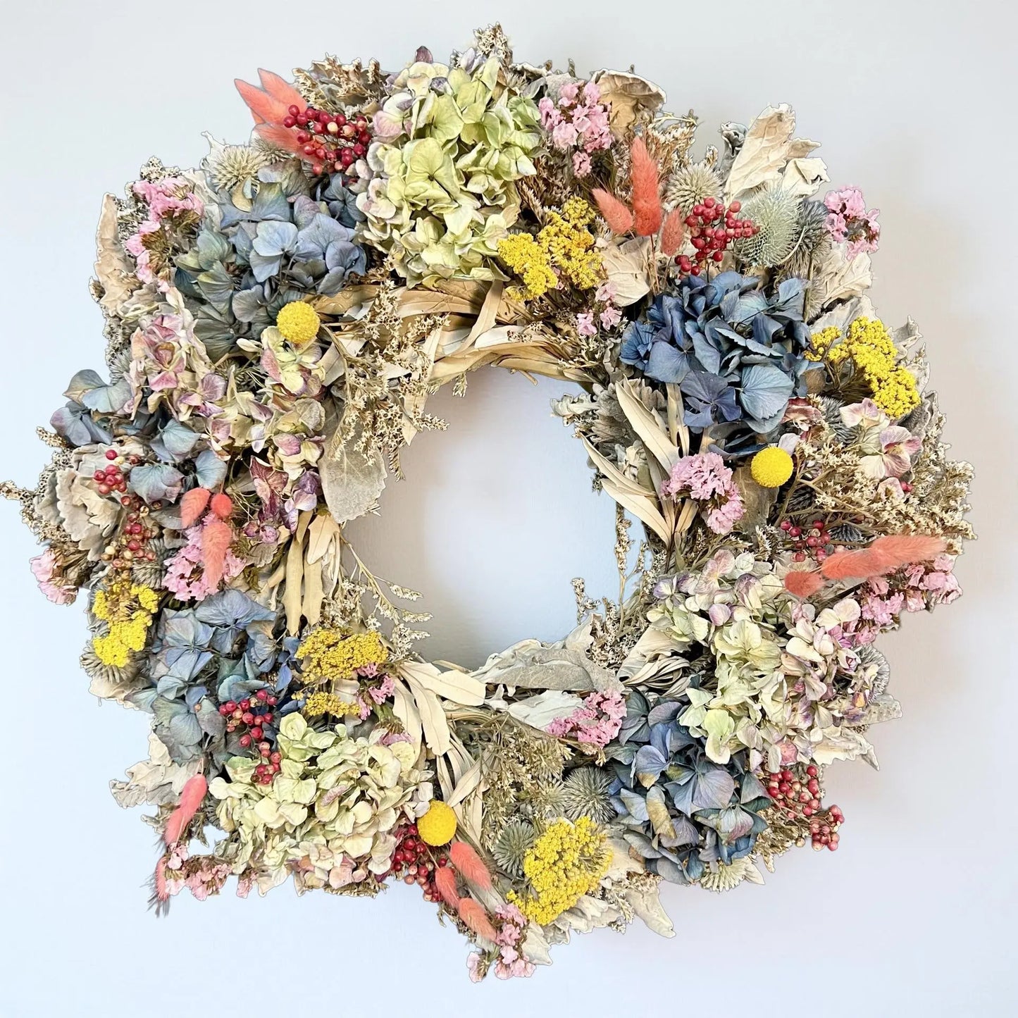 Colorful Handmade Dried Flower Wreath Thimbleberry House