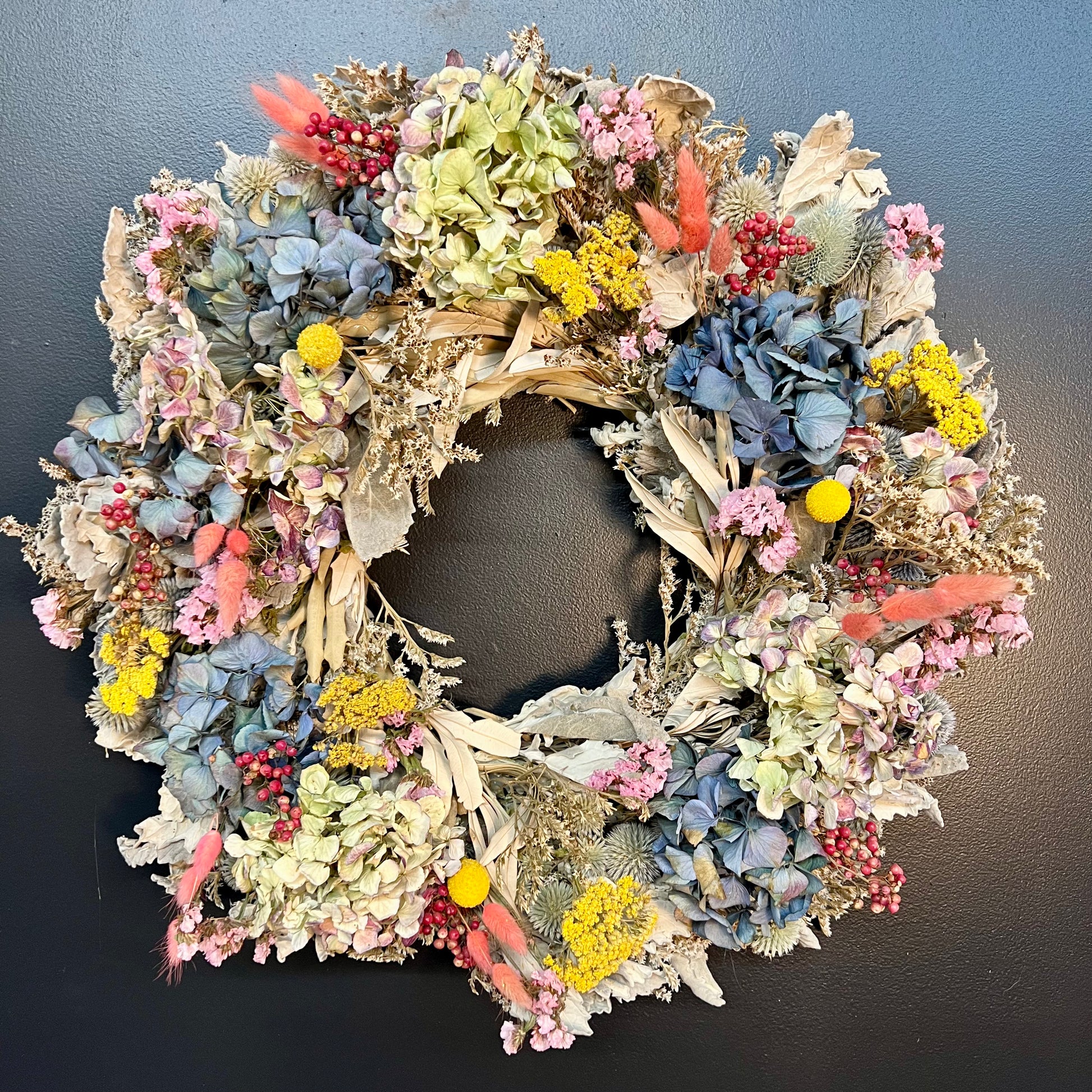 Colorful Handmade Dried Flower Wreath Thimbleberry House