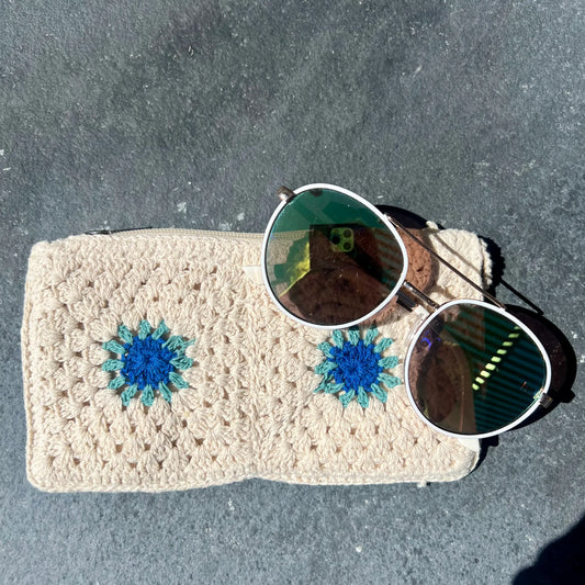 Crochet Pouch with Blue Accents Indaba Trading