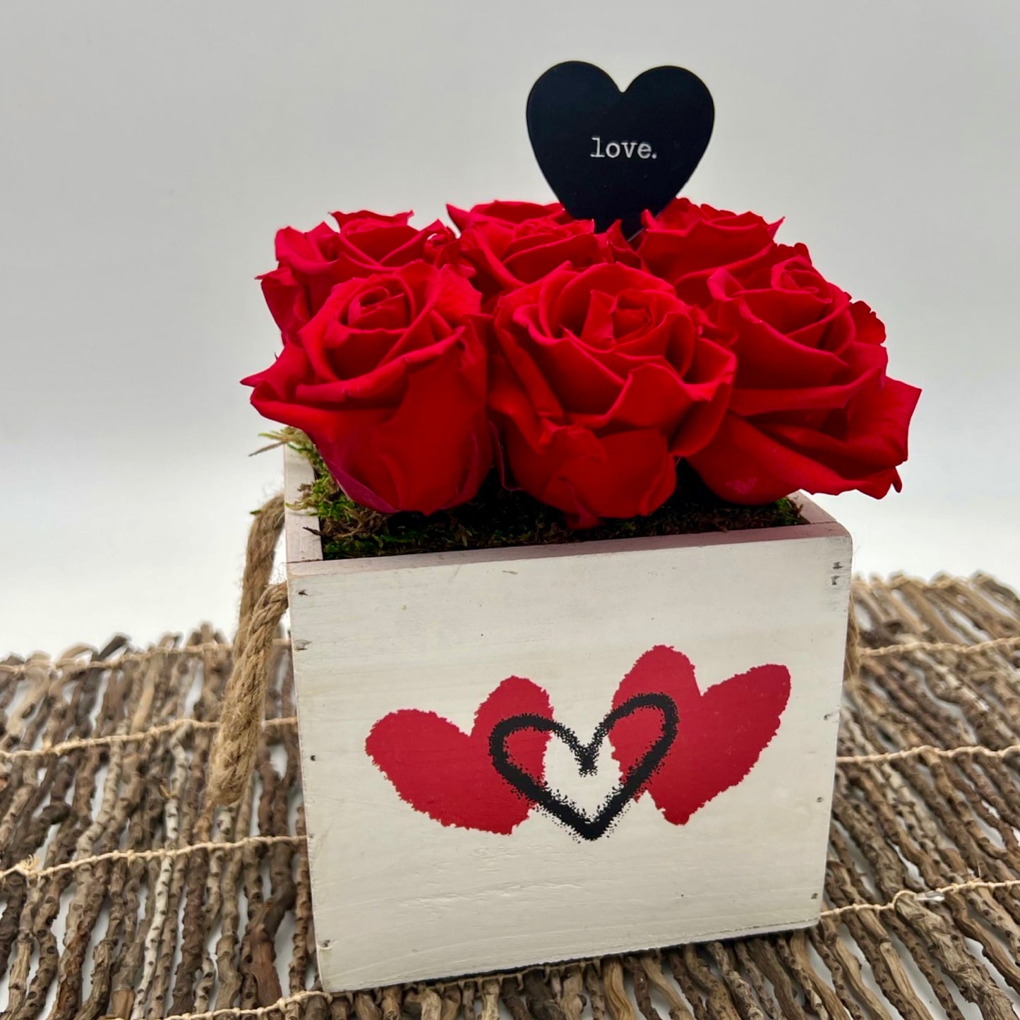 angled view of everlasting rose box