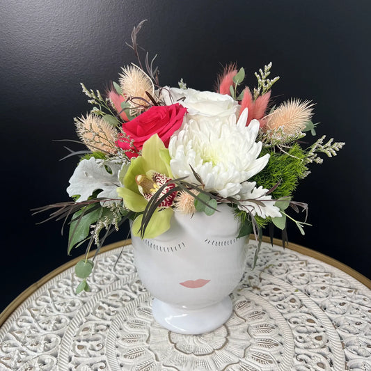 Flower Child - Fresh Flower Arrangement in Selfie Girl Ceramic Pot Thimbleberry House