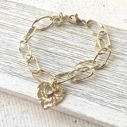 Gold Heart Charm Bracelet VB&CO Designs Handmade Jewelry