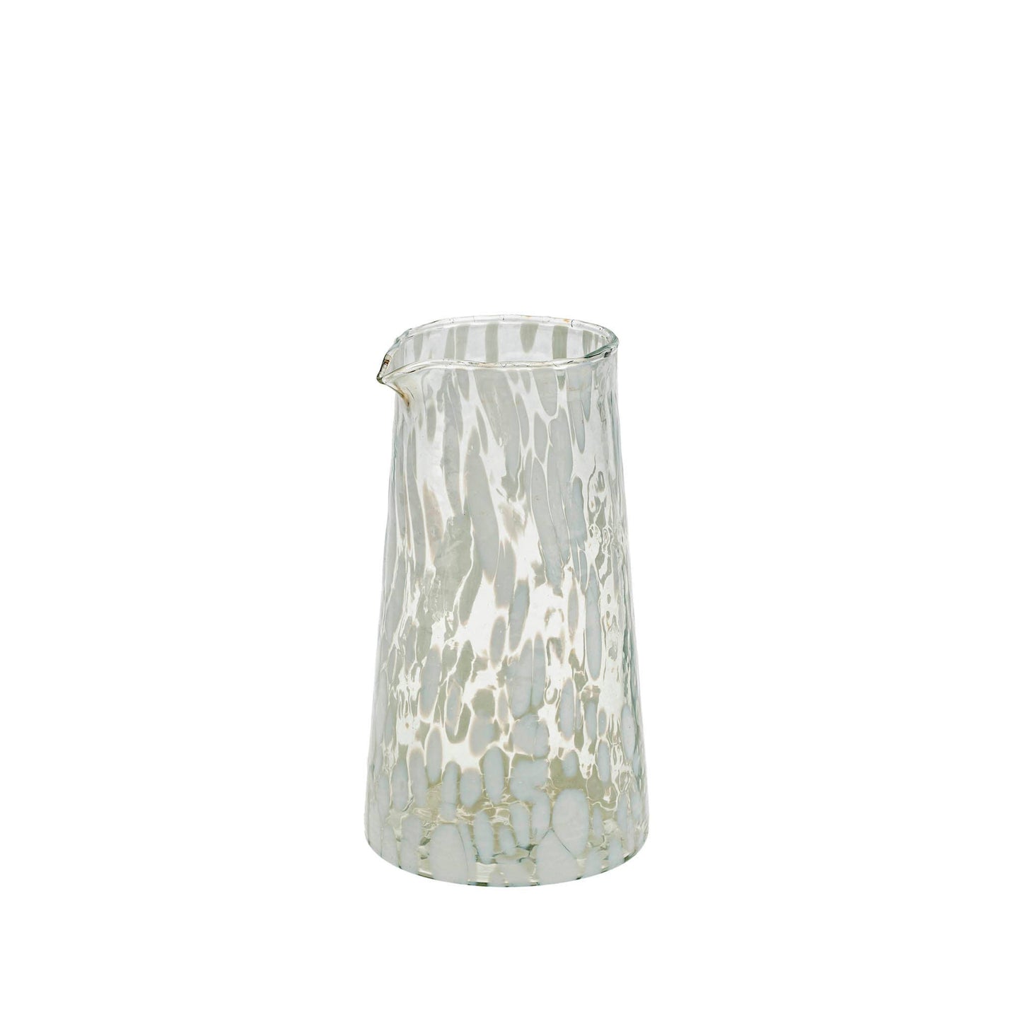 blown glass white and clear carafe vase