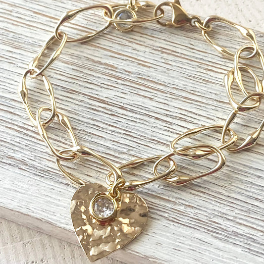 Gold Heart Charm Bracelet VB&CO Designs Handmade Jewelry