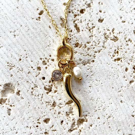 Italian Horn Charm Necklace VB&CO Designs Handmade Jewelry