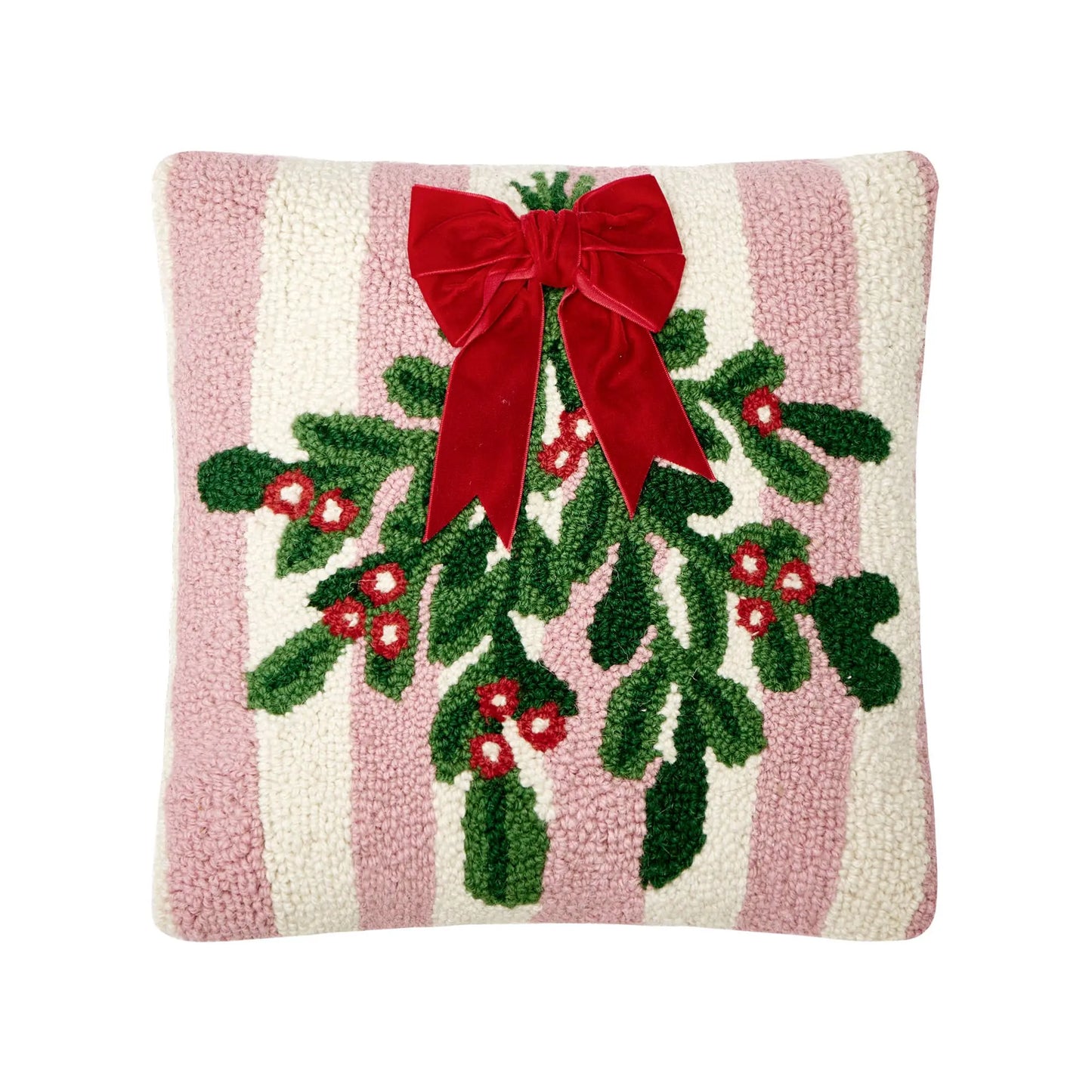 Pink Stripe Mistletoe w/Ribbon Hook Pillow Peking Handicraft