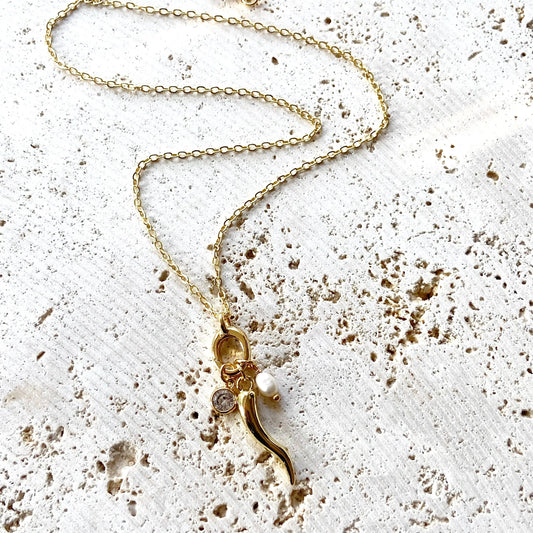 Italian Horn Charm Necklace VB&CO Designs Handmade Jewelry