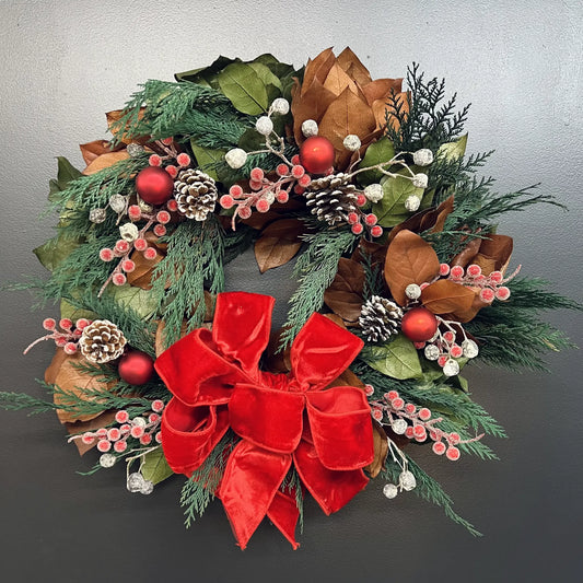 Preserved Holiday Wreath | 24” Handmade Cedar & Salal Christmas Wreath Thimbleberry House