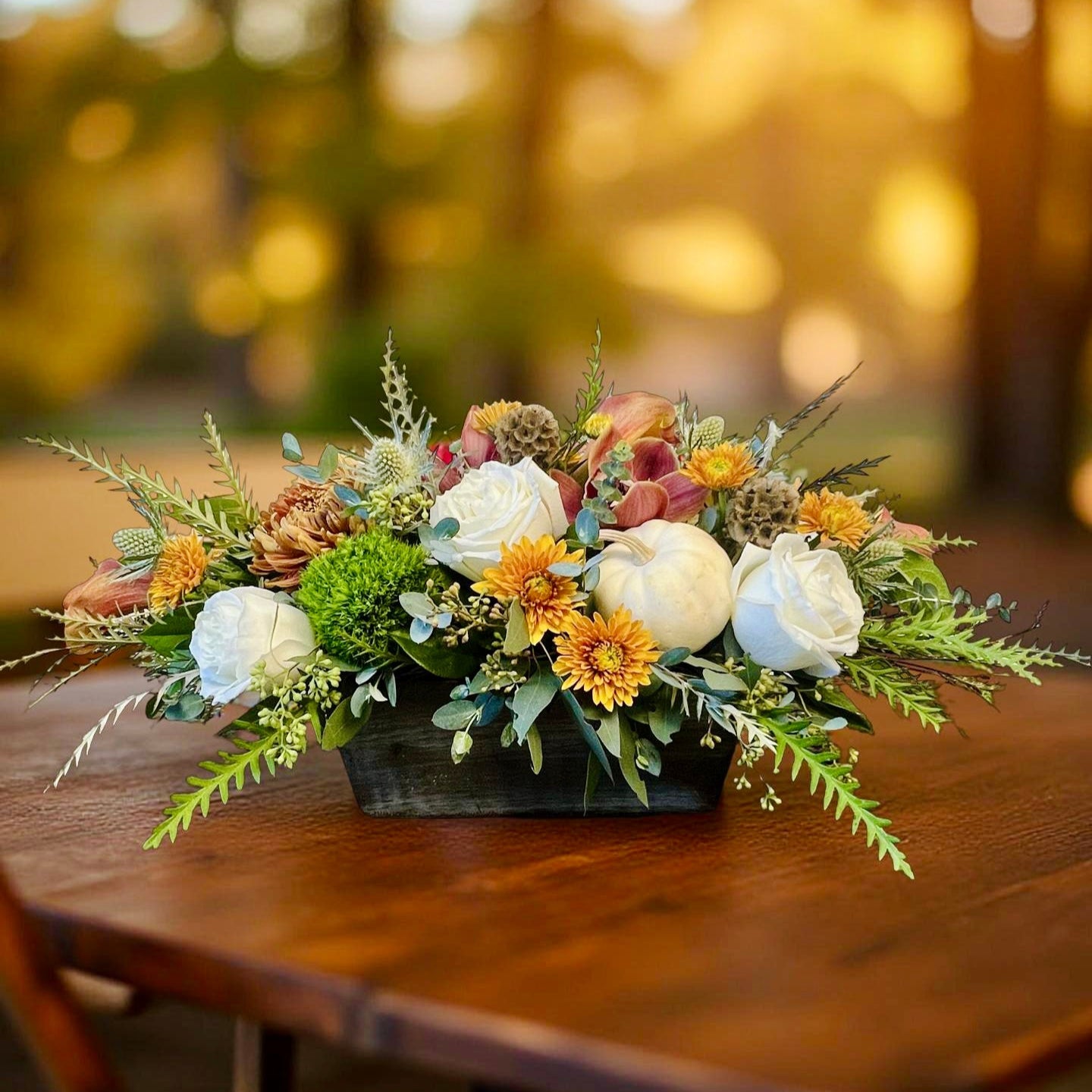 autumn table centerpiece flower arrangement for delivery in Las Vegas