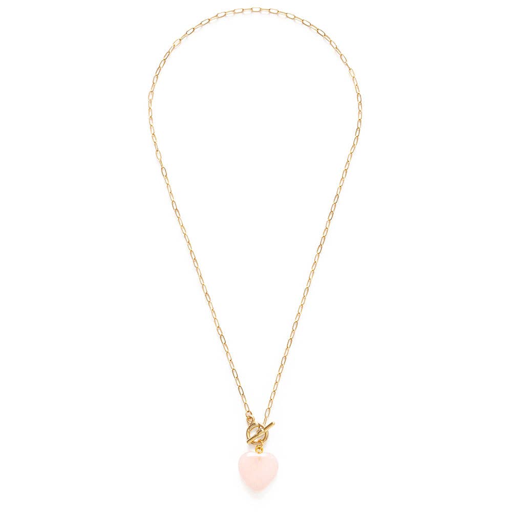 rose quartz heart necklace full view