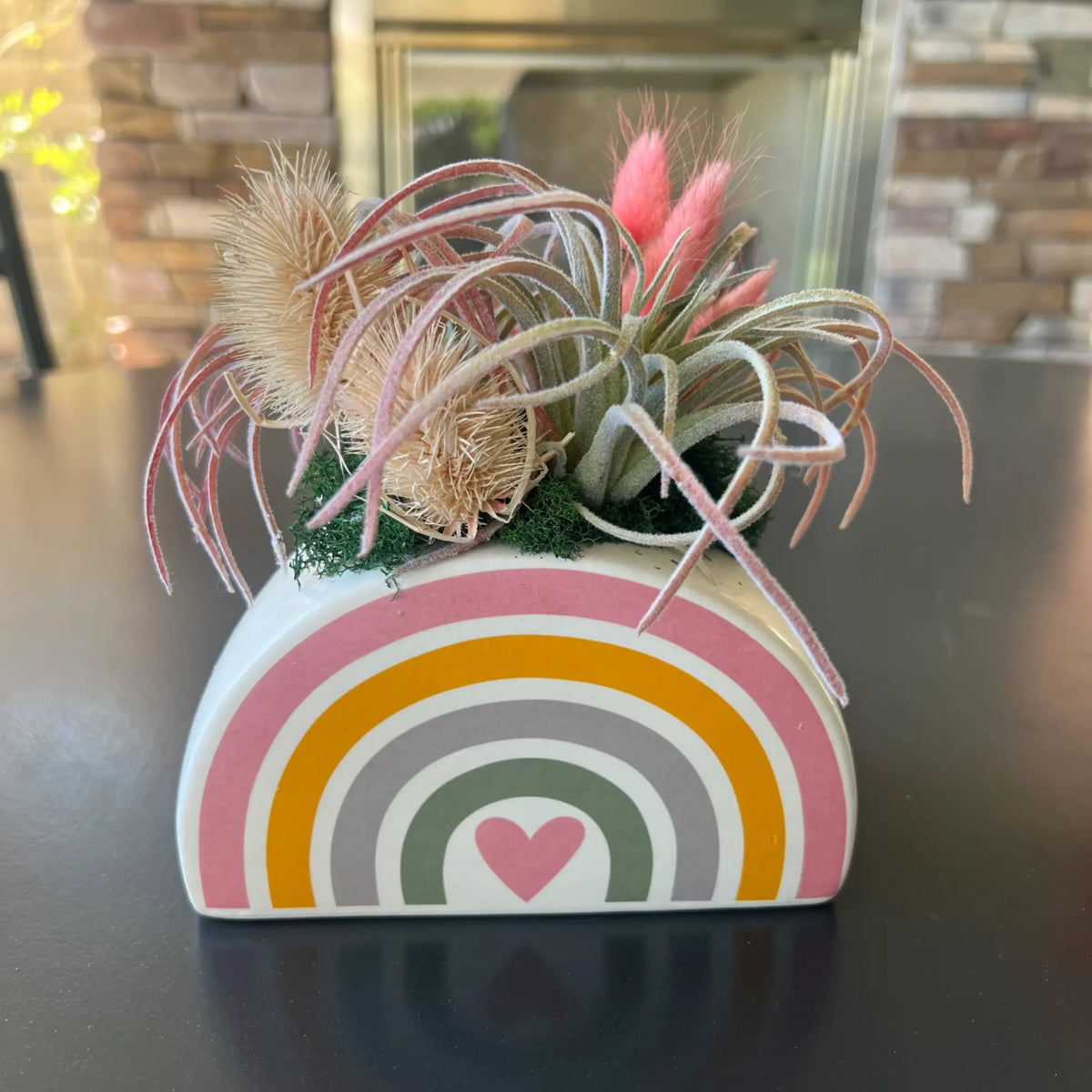 Over the Rainbow Faux Flower Arrangement – Colorful Ceramic Accent Thimbleberry House