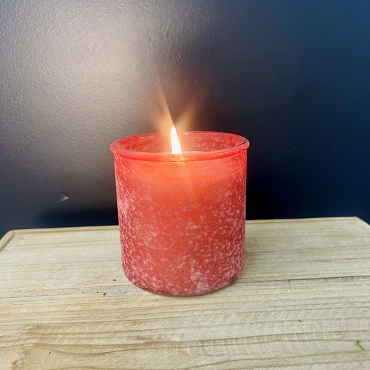 TH Signature Holiday Candle | Cinnamon, Vanilla, & Ginger | 14oz Soy Blend in Red Stone Vessel Thimbleberry House