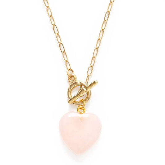 Rose Quartz Heart Necklace Amano Studio