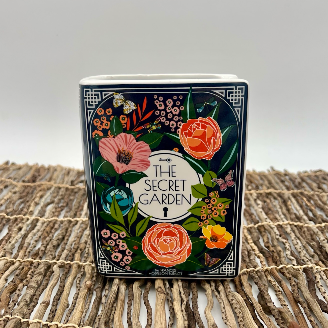 front view of book vase