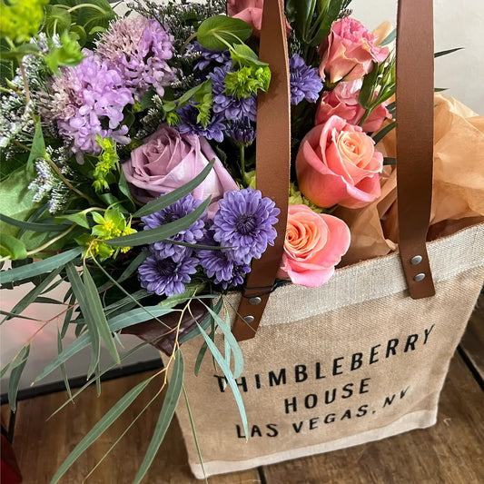 TH Signature Gift - Flower Bouquet, Candle & Market Bag Thimbleberry House