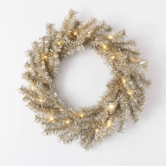 Holiday Tinsel Wreath | Pre Lit Battery Wreath Sullivans Home Decor