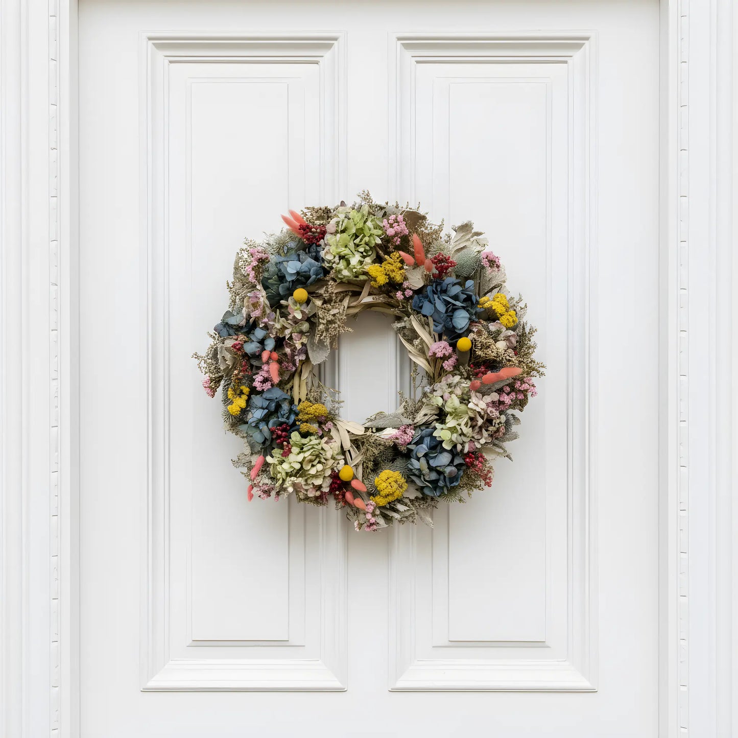 Colorful Handmade Dried Flower Wreath Thimbleberry House
