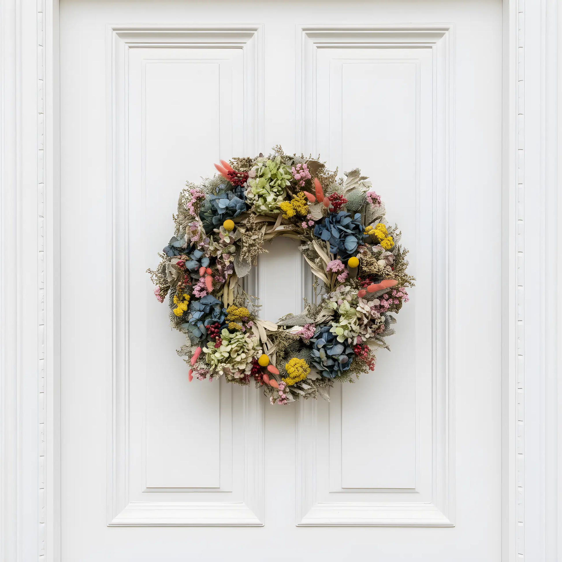 Colorful Handmade Dried Flower Wreath Thimbleberry House