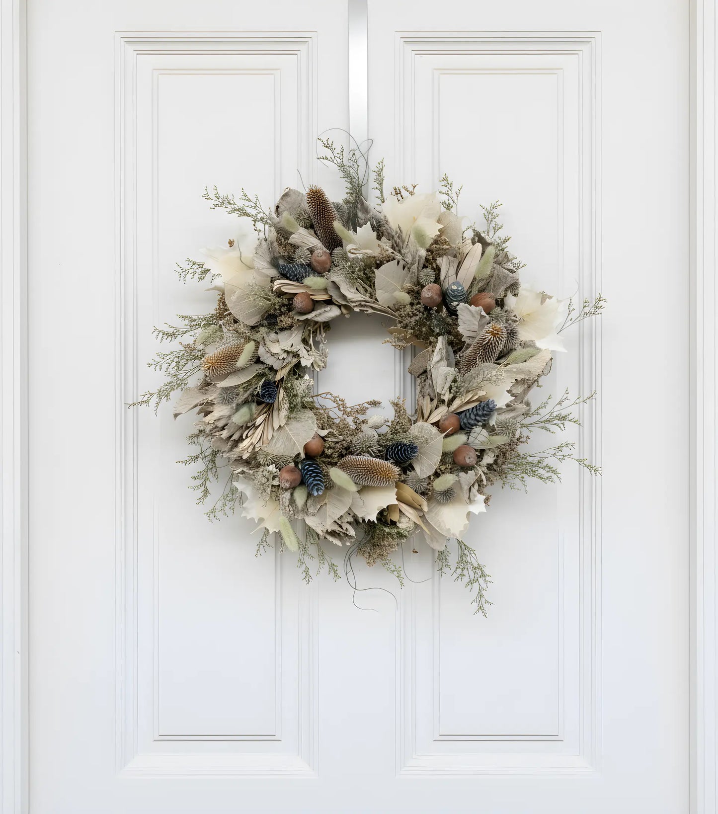 White Solstice Dried Floral Wreath Thimbleberry House