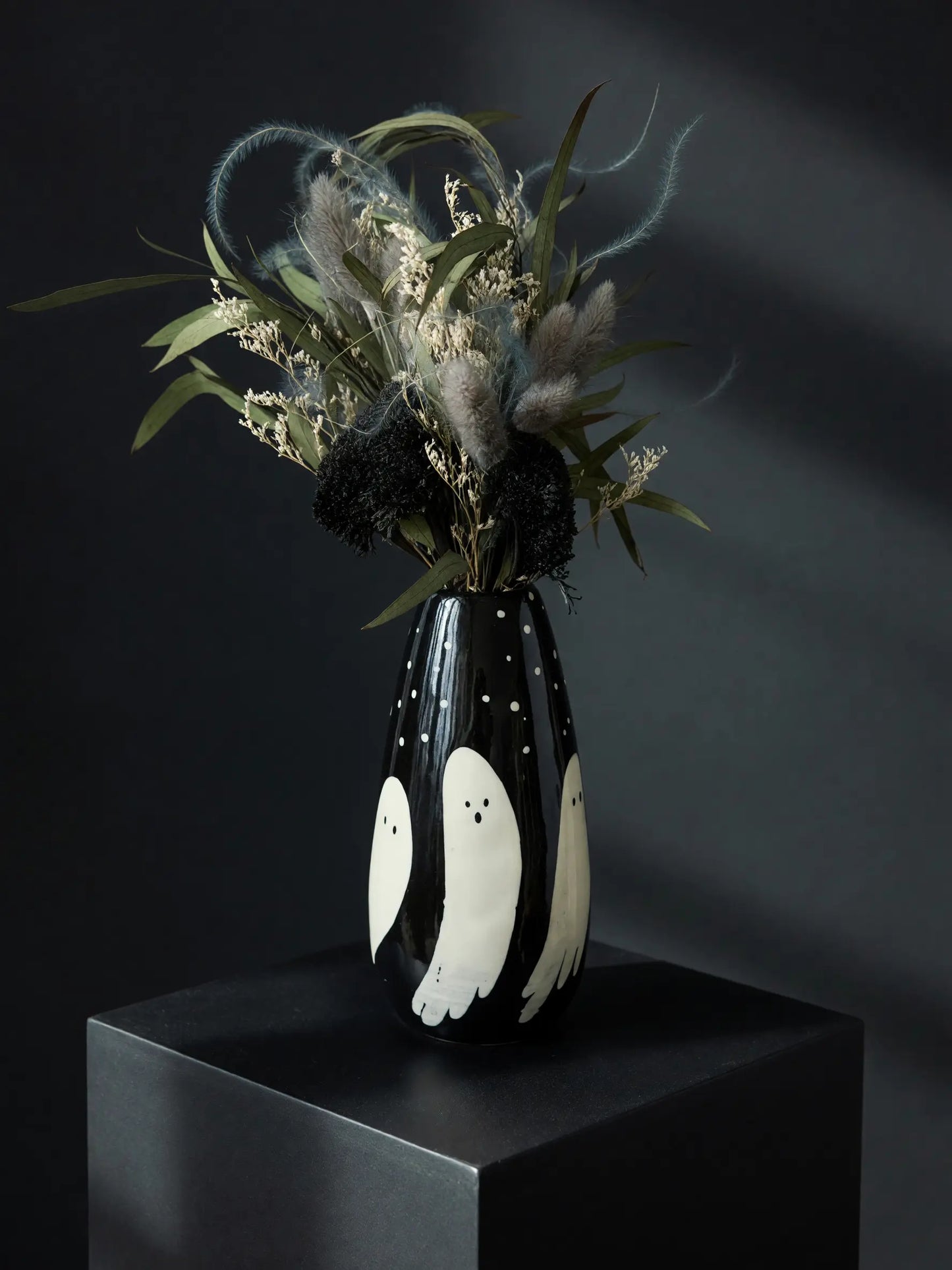 Ghostly Gatherings Gift Box | Ghost Vase, Dried Flower Bouquet & Ghost Candles Accent Decor