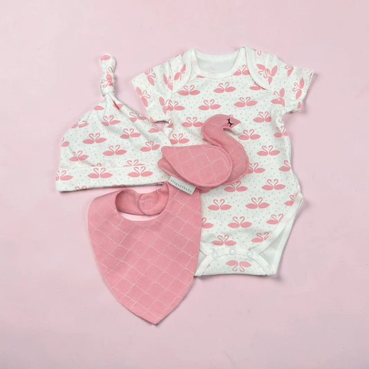 organic cotton baby gift set with hat and bib