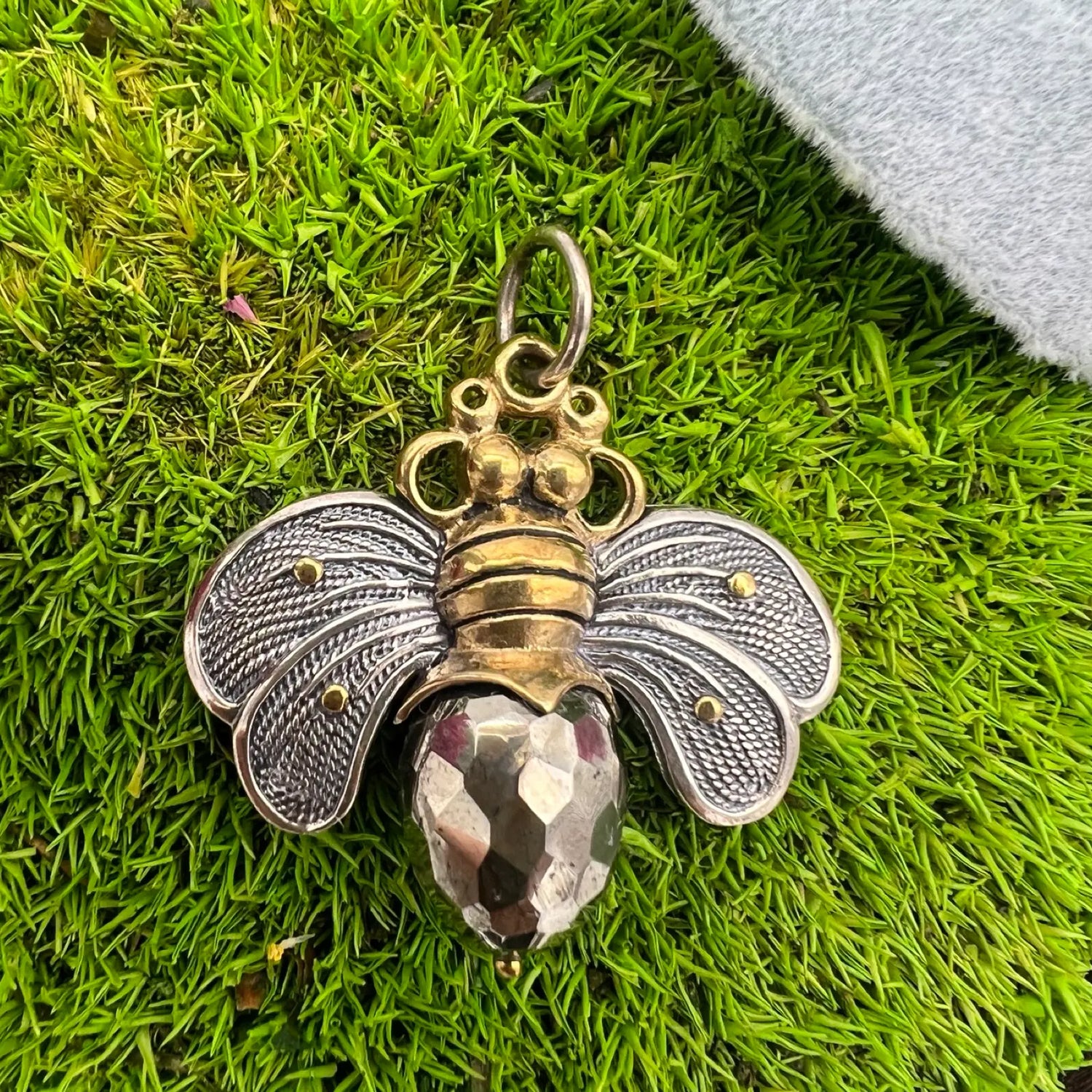 waxing poetic bee brave pyrite pendant