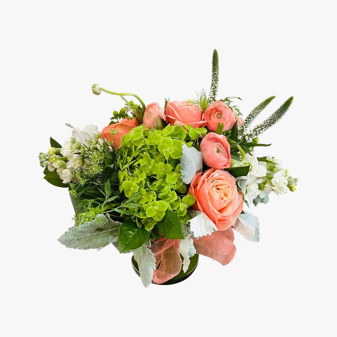 coral crush fresh flower arrangement