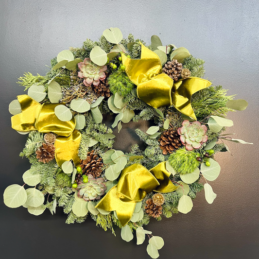 green fresh evergreen holiday wreath