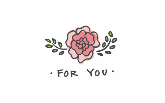 pink flower and 'for you' on white background