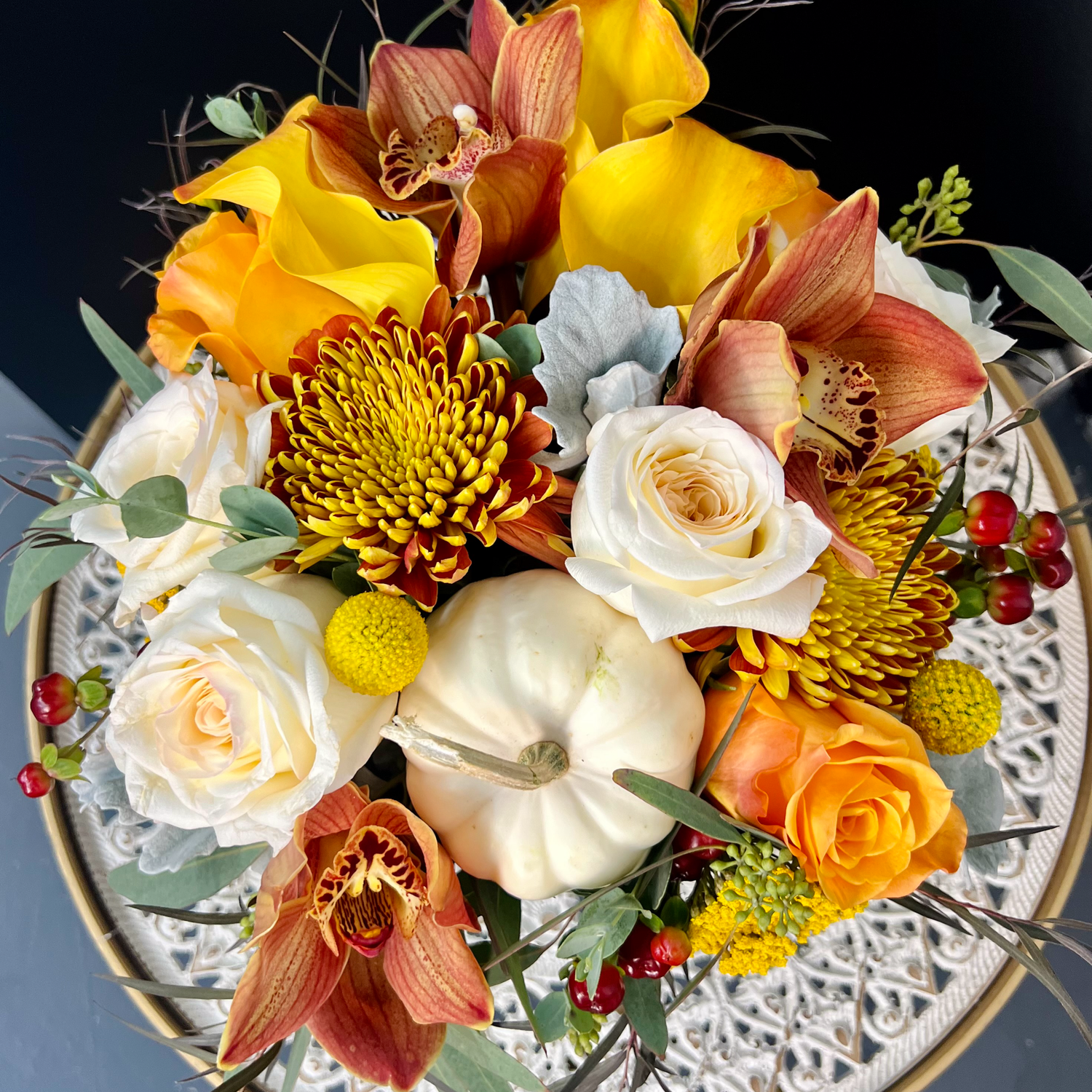 golden flowers closeup