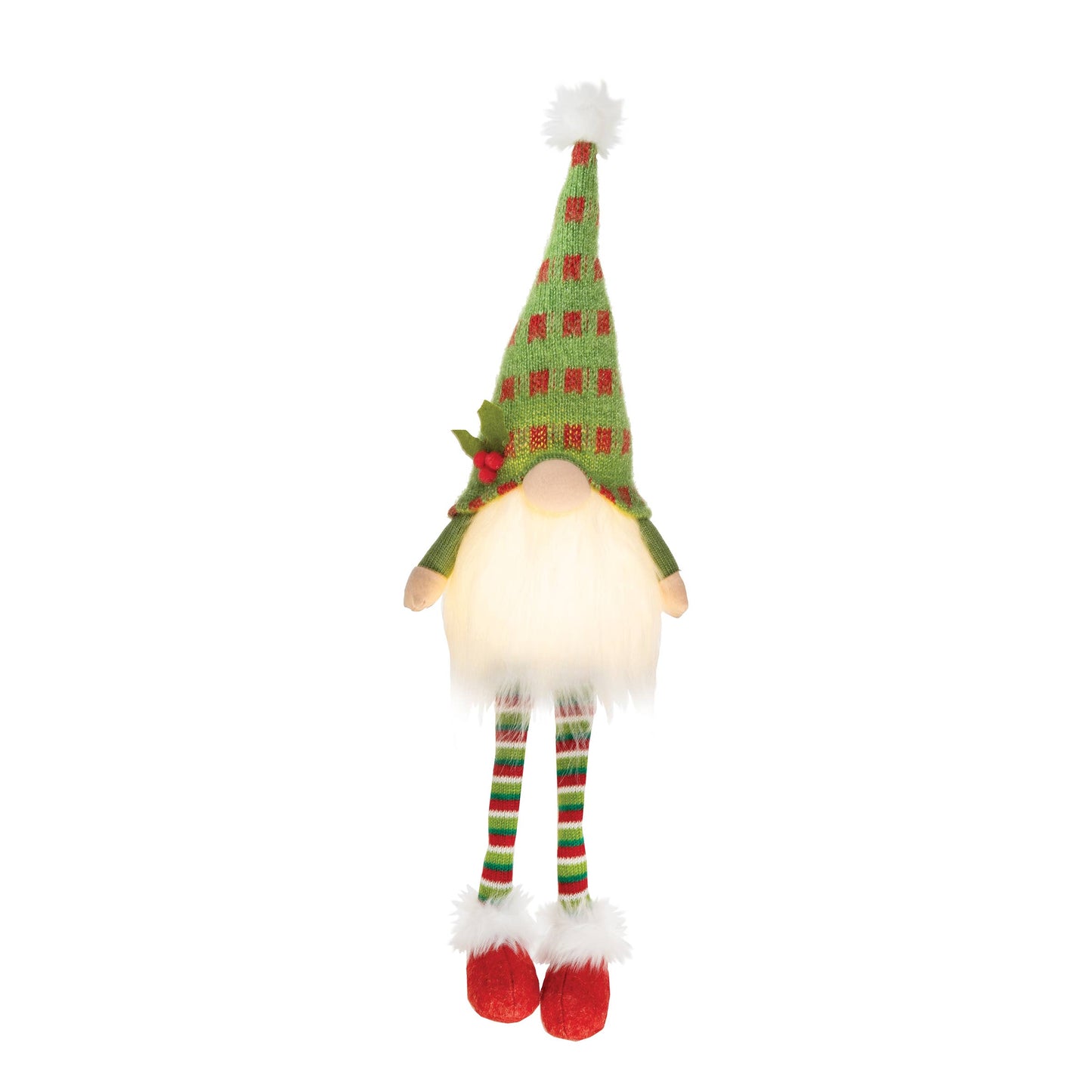 Decorative elf figurine with a light on a white background