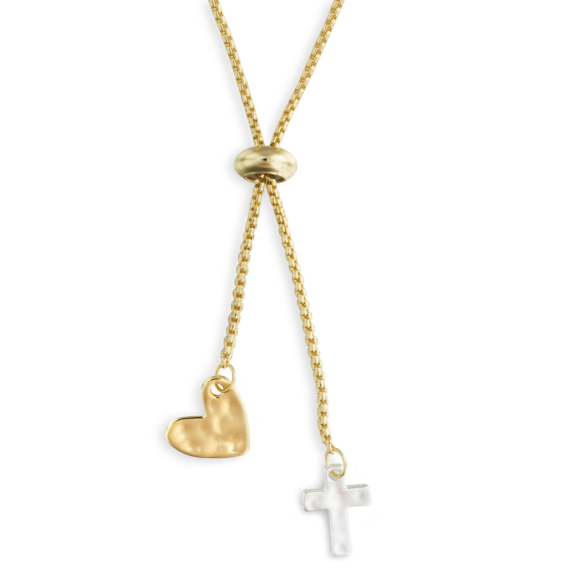 Lariat Charm Necklace - Heart and Cross DEMDACO
