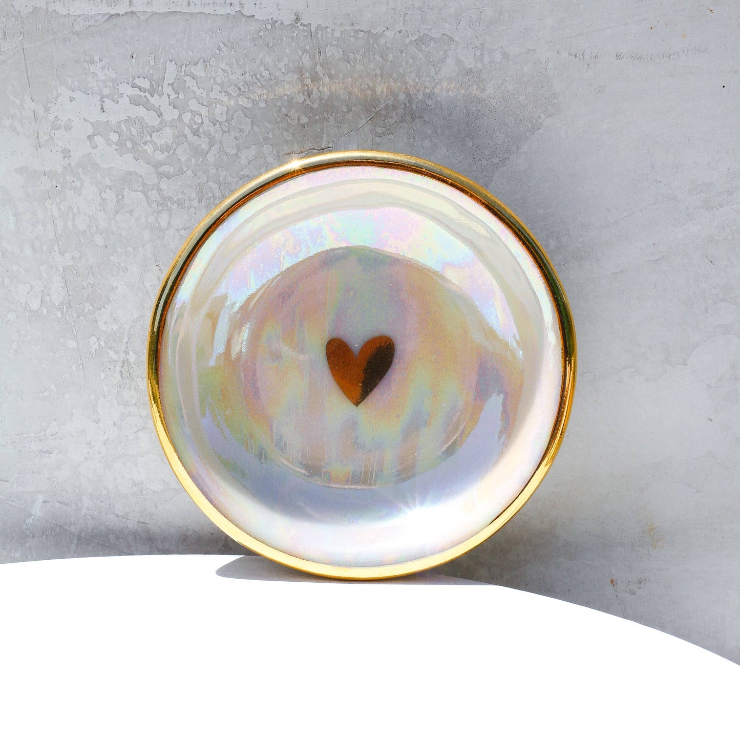 heart dish with opal finish