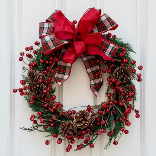 Red Jingle Bell Wreath | 20" Holiday Twig & Bell Christmas Wreath Sullivans Home Decor
