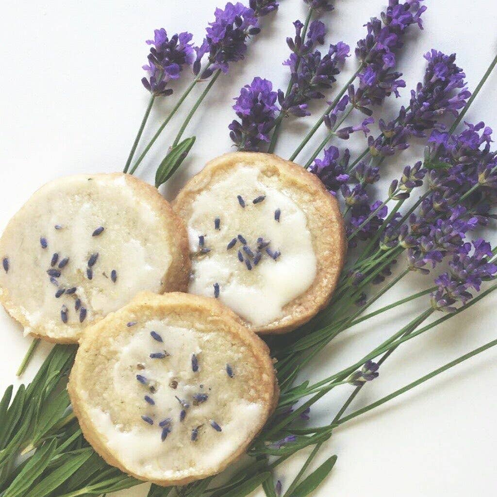 lavender flowers displayed on food