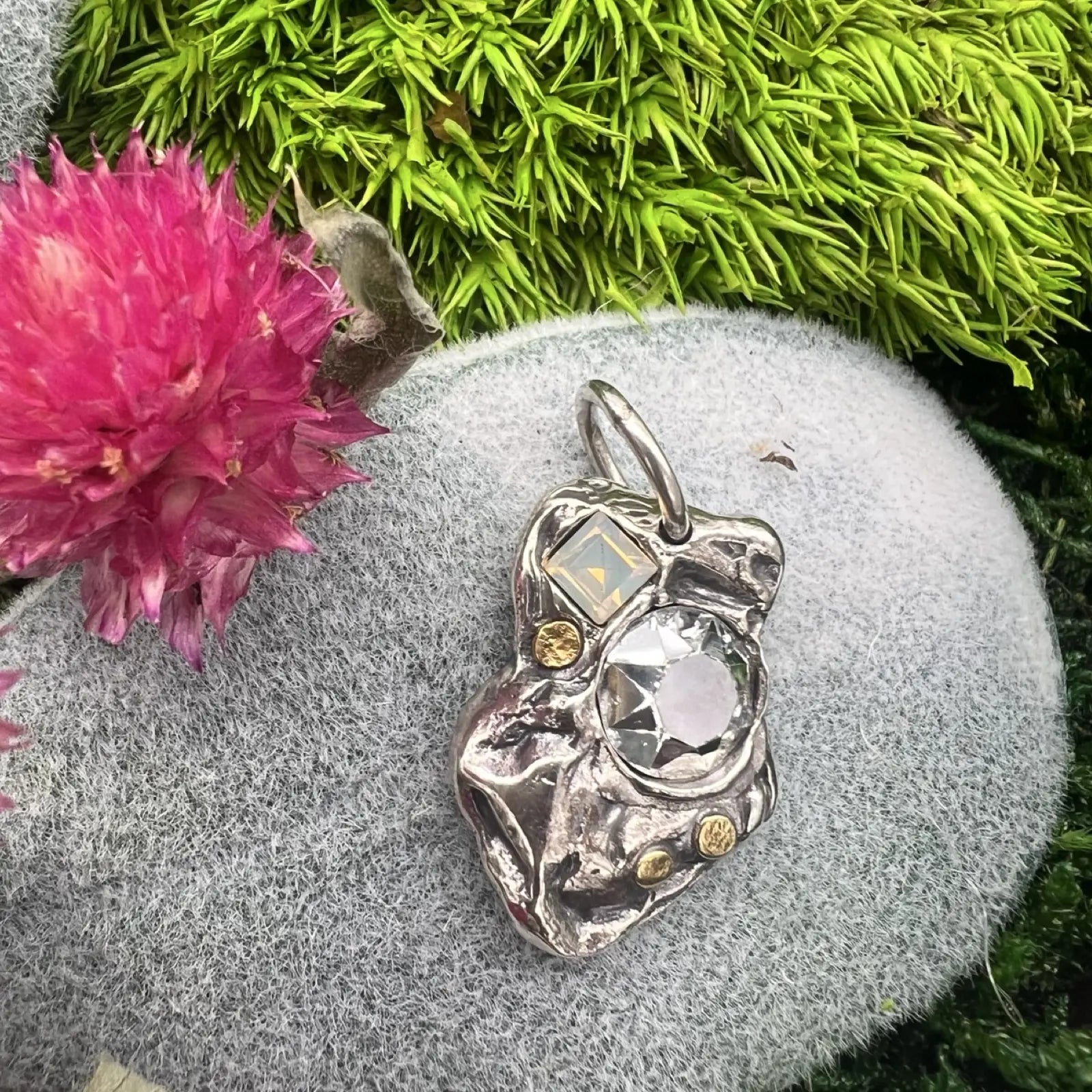 retired waxing poetic melange charm with swarovski crystals