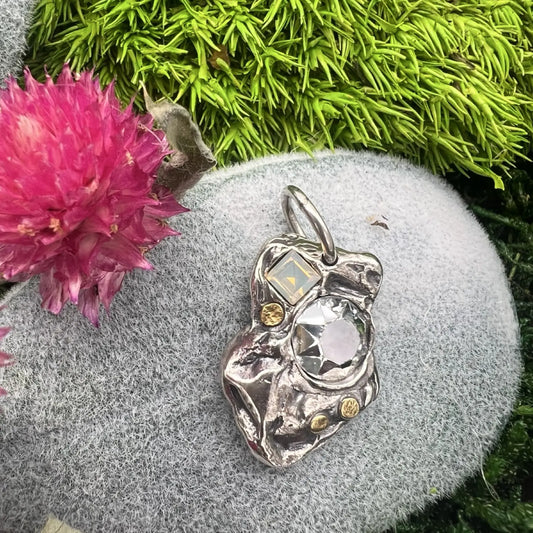retired waxing poetic melange charm with swarovski crystals