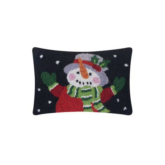 Wool snowman holiday accent pillow