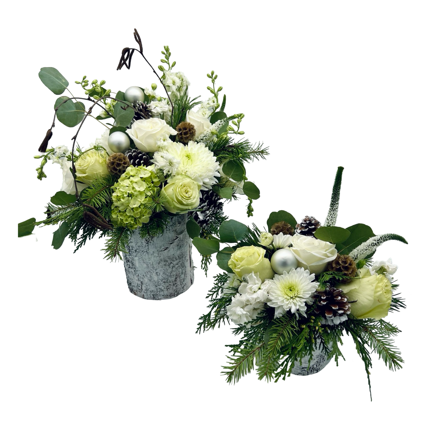 white holiday flower arrangement collection