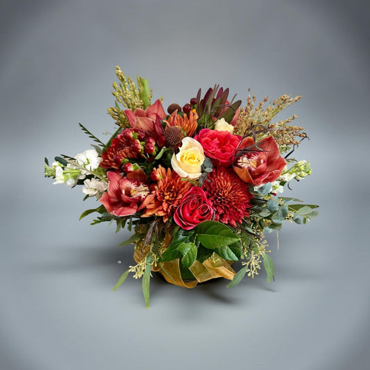 rich fall flowers designed in a low and lush style - delivery in Las Vegas available