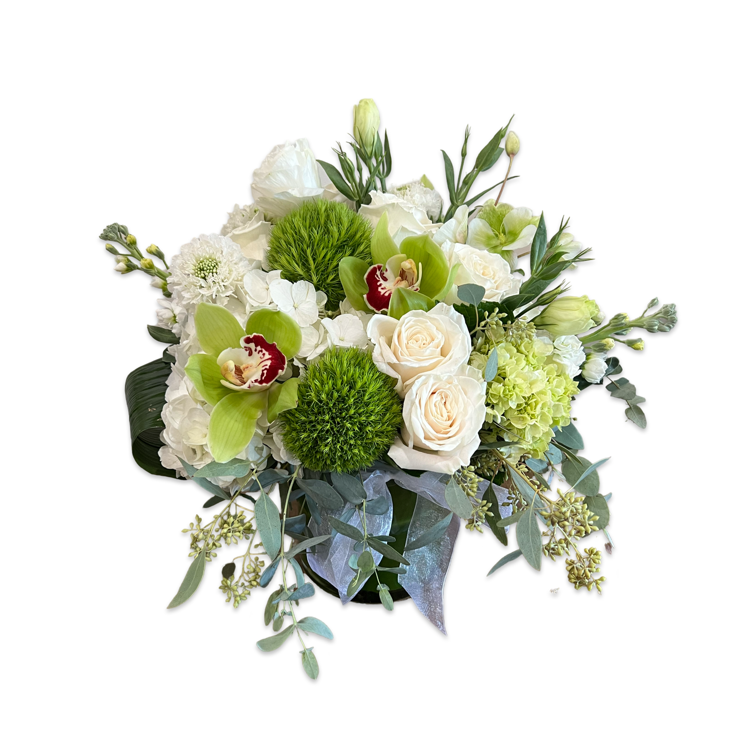 white and green floral mix